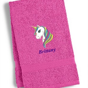 Personalized Unicorn Bath Towel: Embroidered Rainbow Applique, Child&#39;s Gift