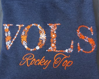 Tennessee Vols Sweatshirt: Rocky Top Game Day Floral Embroidered