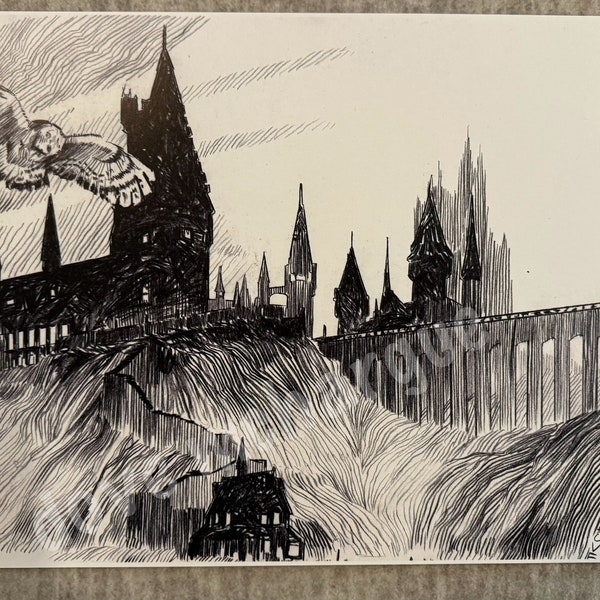 Hogwarts 11" x 17" Black and White Print