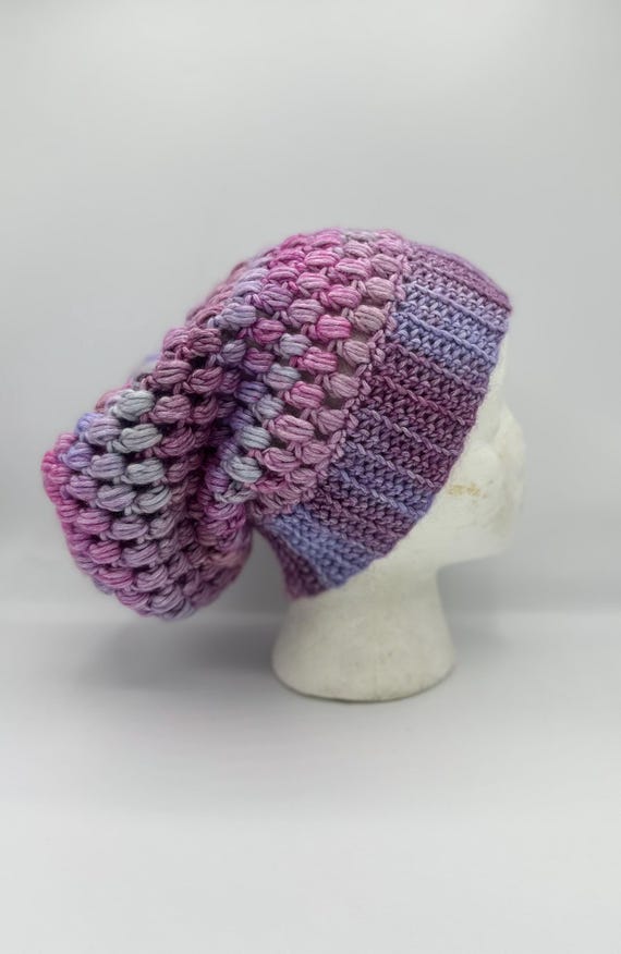 Handmade Crochet Slouchy Puff Stitch Beanie - Etsy display picture 1