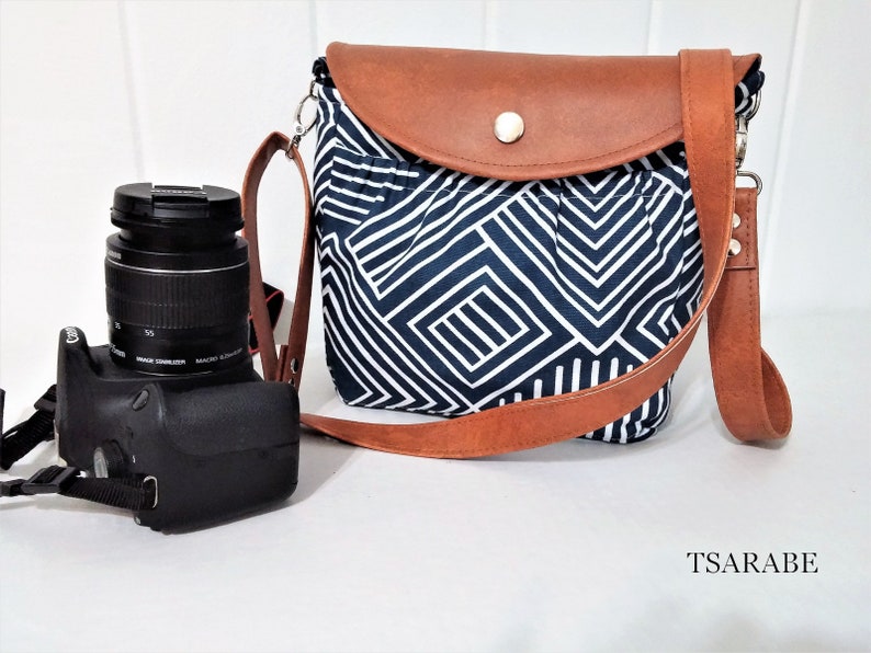 Cute SMALL Camera bag for DSLR women camera bag with leather strap Padded crossbody camera bag Made by hands in USA