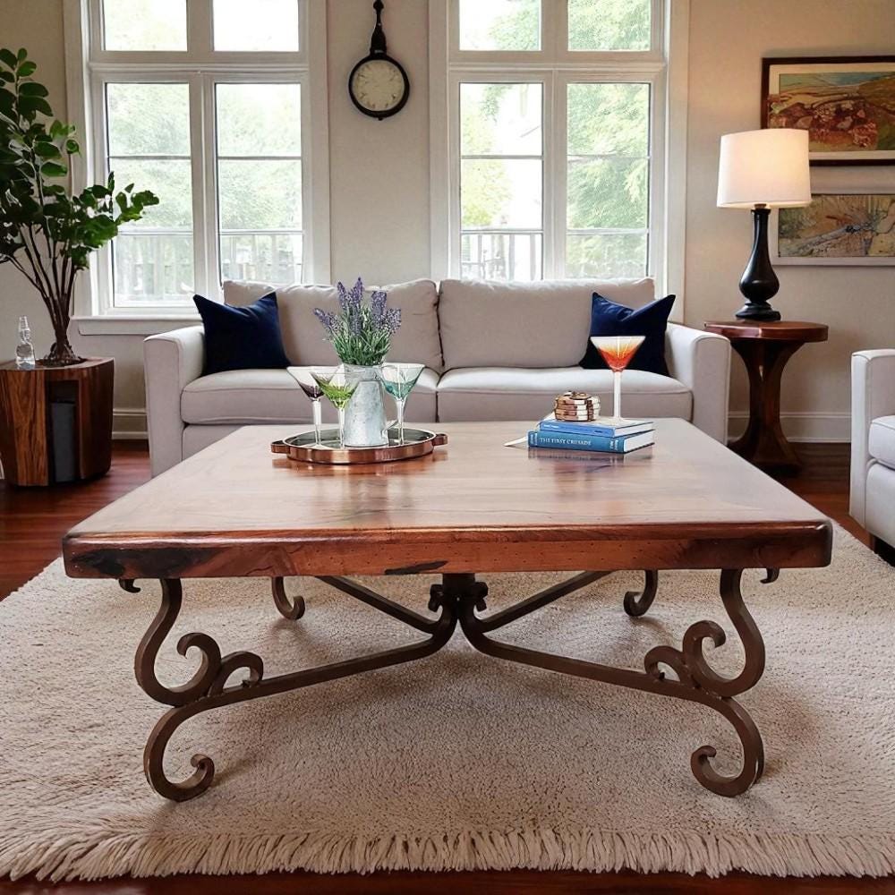 Hand-forged Wrought Iron & Mesquite Coffee Table - Susana Molina
