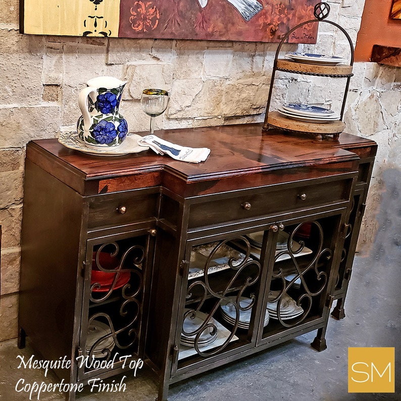 Solid Mesquite Wood Furniturehigh End Buffet Cabinet Plasma Etsy