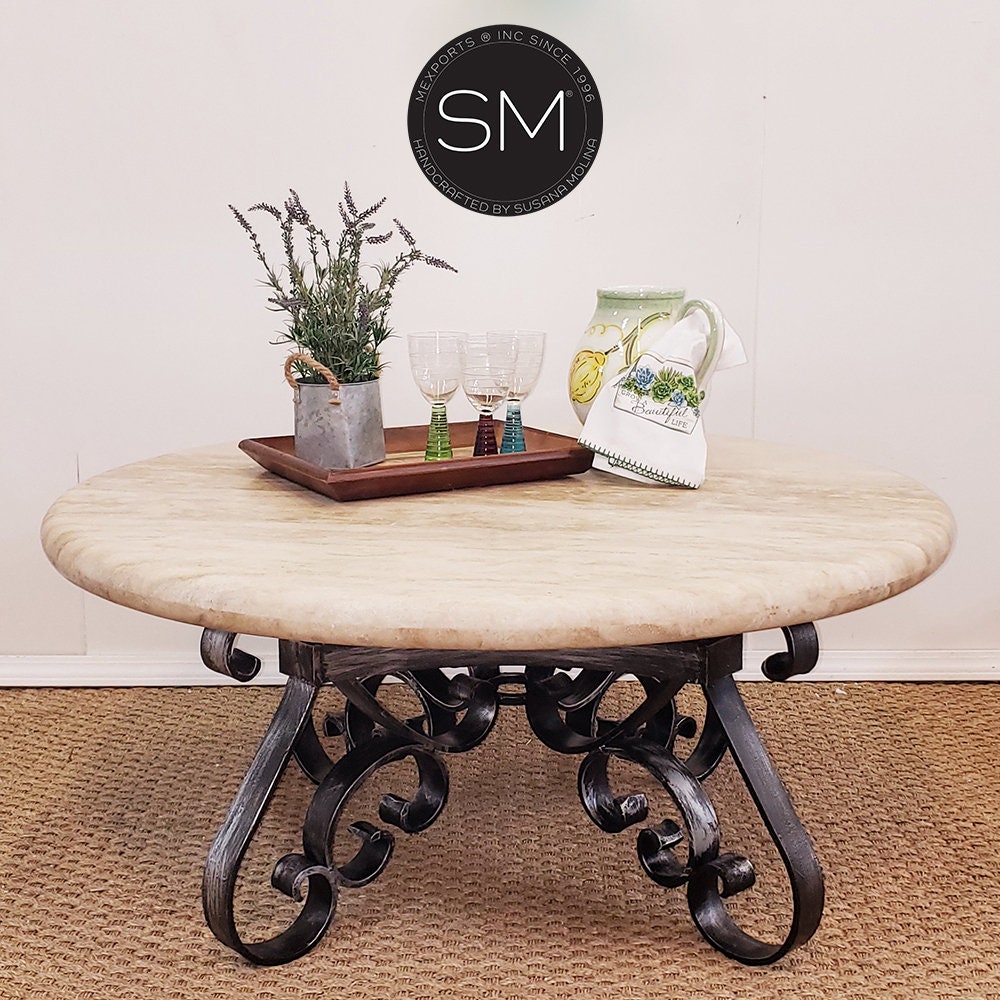 Wrought iron round coffee table deals