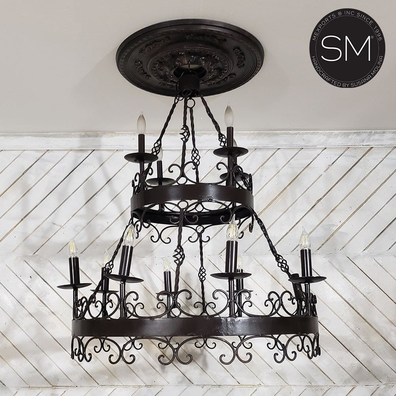 Gothic Metal Chandelier Iron Black Finish Two Tier 12 Etsy