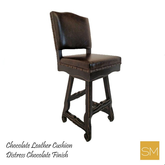 Cowhide Swivel Barstool With Back Counter Height Stools Etsy