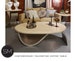 Contemporary Oval Coffee Table Travertine Stone top with Metal Base-  Luxury Living Room Table- 60' x 32' Mexports By Susana Molina 