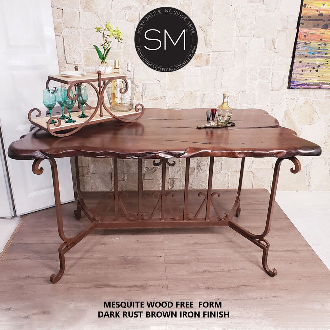 Kitchen IslandWrought Iron base Mesquite Wood top. Etsy
