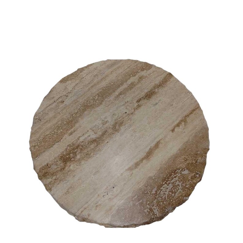 31" Cream Chiseled Travertine Foyer Table: Hand-forged Wrought Iron ...
