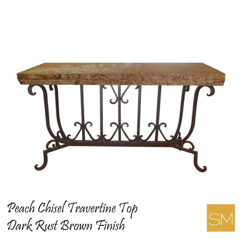Console Table With Travertine Mesquite And Hammer Copper Image 0 1