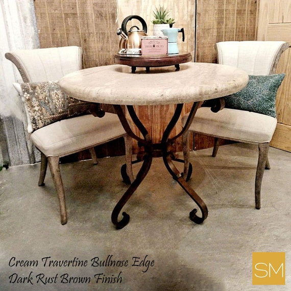 Travertine Side Table Foyer Table With Cream Travertine Top Etsy