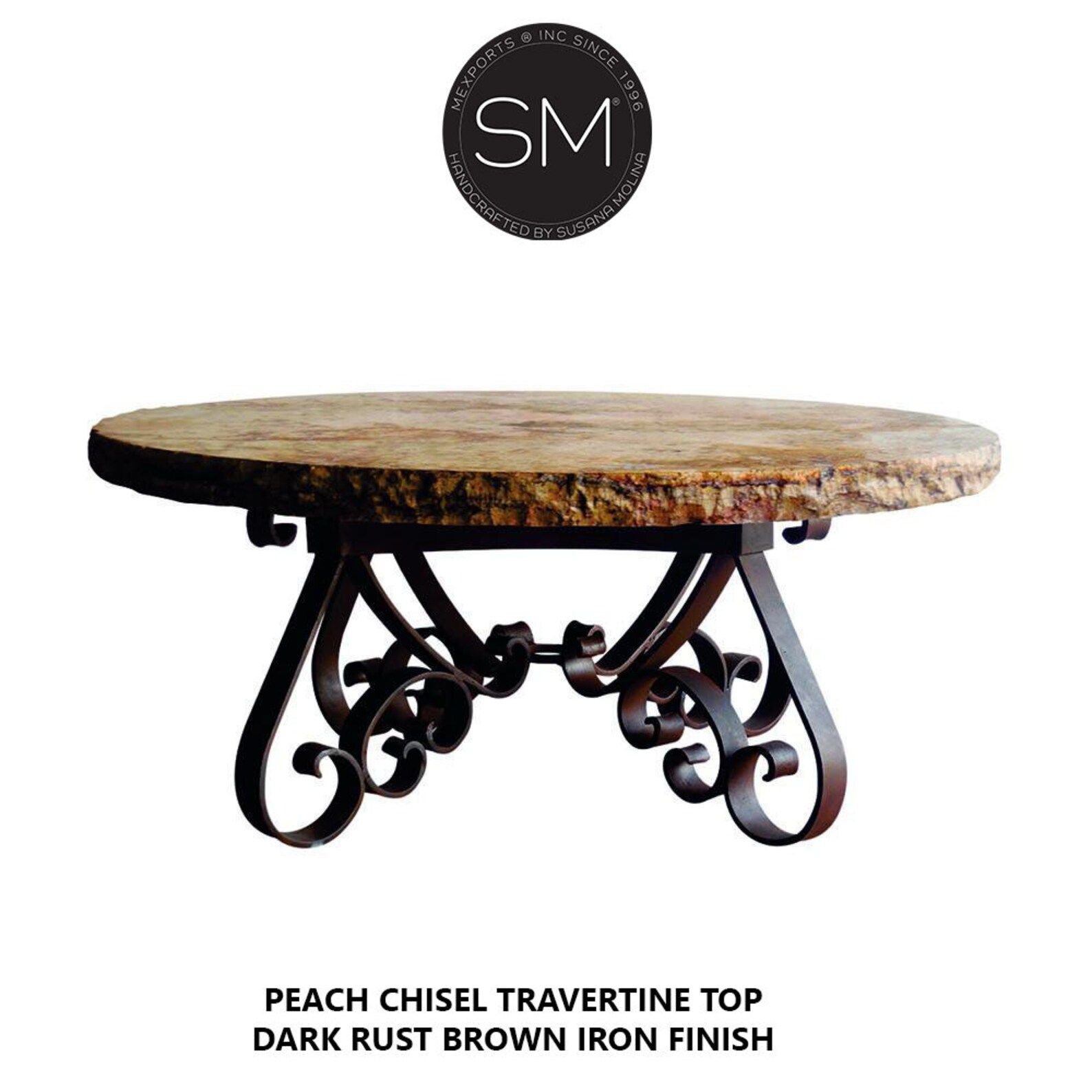 OUTDOOR TRAVERTINE Round Coffee Table With Hand Wrought Etsy