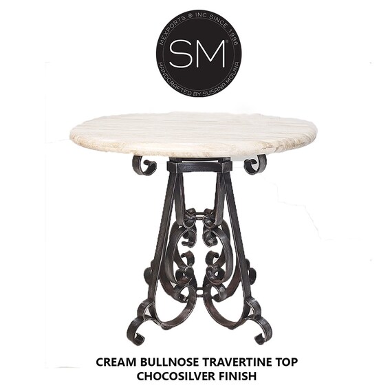 Metal Round Pub Table With Hammer Copper Top And Wrought Iron Etsy