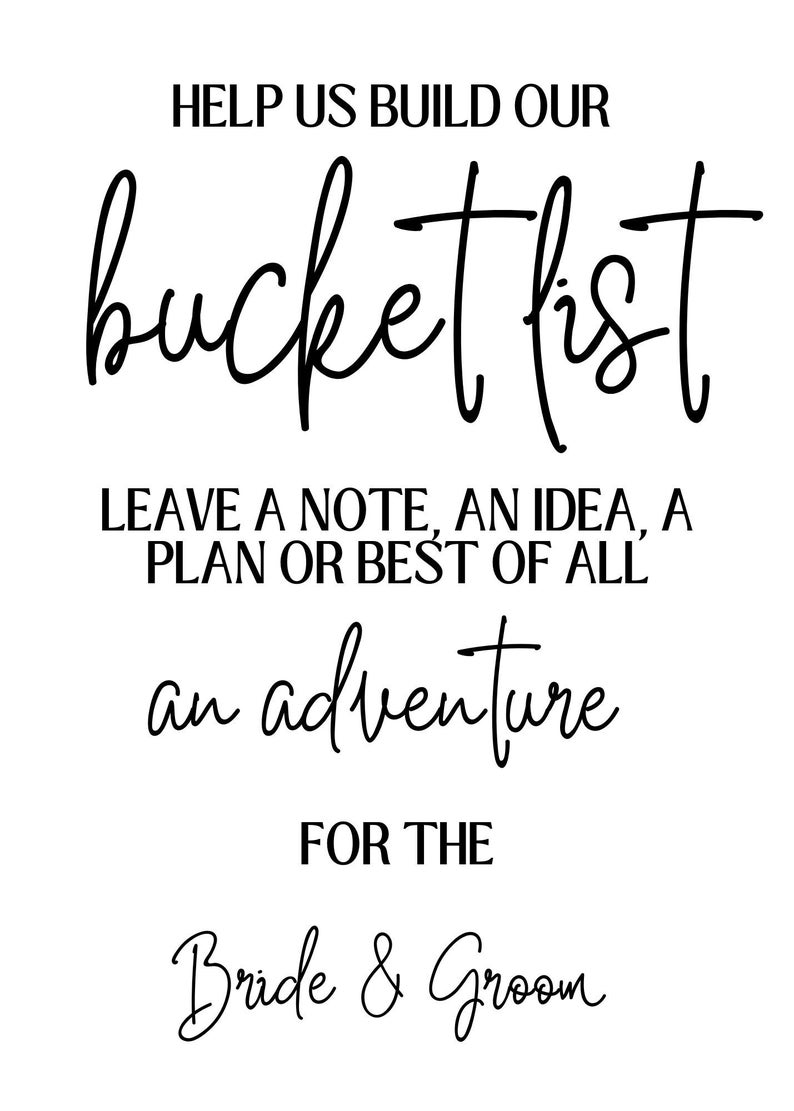 Bucket List Wedding Signage *DIGITAL DOWNLOAD* - Etsy