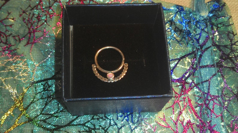 Septum ring,Nose ring,14g,16g,18g,20g,22g,24g,Opal white 2 mm.,Handcrafted