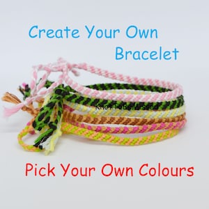 Handmade Macrame Skinny Bracelets Create Your Own 1 Or 2 Colours Personalize