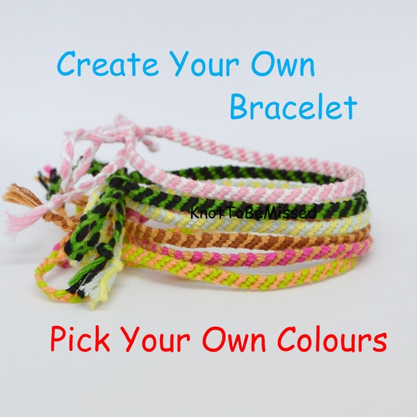 Pulseras delgadas de macramé hechas a mano Crea tu propio 1 o 2 colores Personaliza