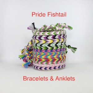 Pride Fishtail Macrame Bracelets Anklets Gay Lesbian Transgender Bisexual Pansexual Genderqueer Asexual Nonbinary Genderfluid Agender + More
