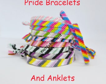 Pride Makramee Armbänder Fußkettchen Schwul Lesben Transgender Bisexuell Pansexuell Genderqueer Asexual Nonbinary Genderflüssigkeit Agender + mehr