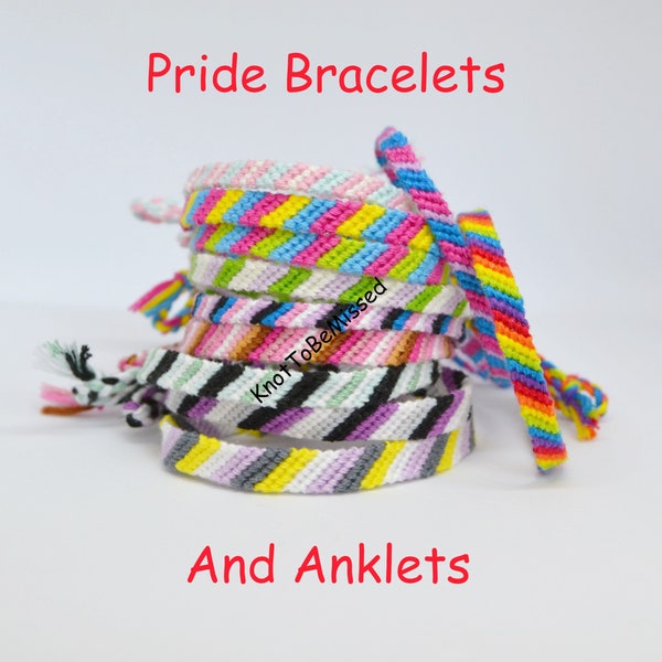 Pride Macrame Bracelets Anklets Gay Lesbian Transgender Bisexual Pansexual Genderqueer Asexual Nonbinary Genderfluid Agender + More