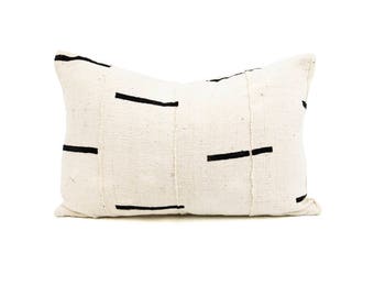 Mud Cloth Pillow Cover, White and Black 20x20, 18x12