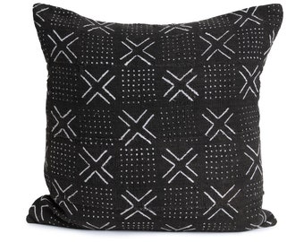 Black Pillow Cover | Simple Lines | Mud Cloth Pillow Cover | Dabney