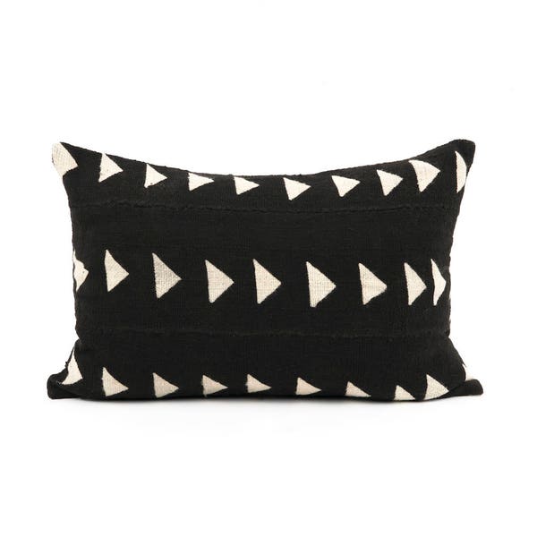 Mud Cloth, Black and Off White African Mud Cloth Pillow cover,  18x12