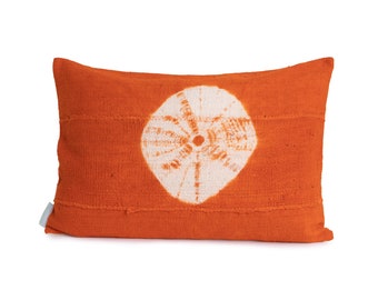 Orange Pillow Cover, African Mud Cloth | Orange & Cream | 'Sandy' | Limited