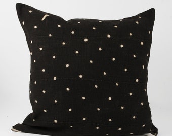 Mud Cloth Pillow Cover, African Mud Cloth, Black with Dots |  ‘Barb’ | Pillow Cover,