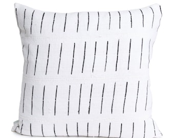 White Pillow Cover| Mud Cloth| Kirby Mud Cloth Pillow Cover