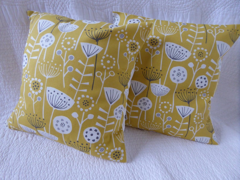 16 Cushion Cover Saffron Mustard Yellow Grey Cream Etsy UK