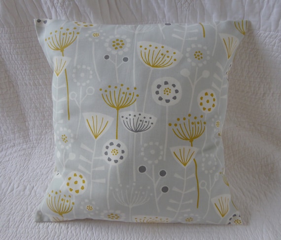 2 Cushion Covers 16 inch Saffron Yellow Mustard Grey Bird Tree Handmade New 40cm