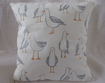 16" Cushion Cover Grey Cream Seagull Bird Seaside Beach Print New 40cm
