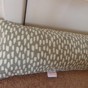 Draught Excluder Mid Grey Off-White 100 % Cotton Spot Print Fabric Handmade Neutral Colour Scheme