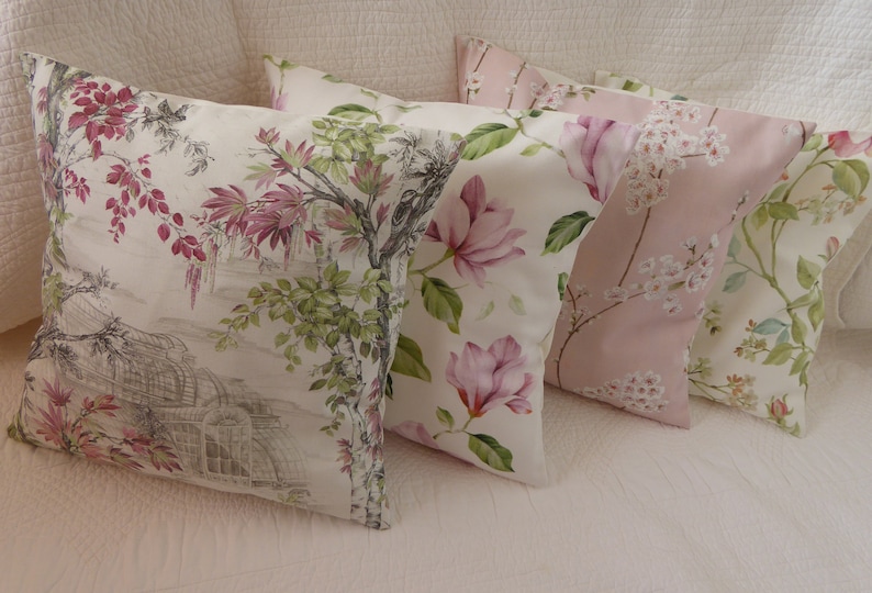 4 Pink Cushion Covers Flower Blossom Rose Flower Vintage Style Etsy UK
