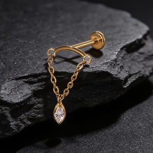 Titanium Dangle Helix Earring, 18G/16G Rook Piercing Jewelry