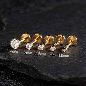 Tiny Titanium Push Pin Stud Earrings, Helix Rook Tragus Conch Piercing