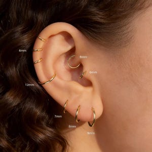 Orecchini a cerchio incernierati in titanio di grado implantare, gioielli per cartilagine placcati in oro PVD