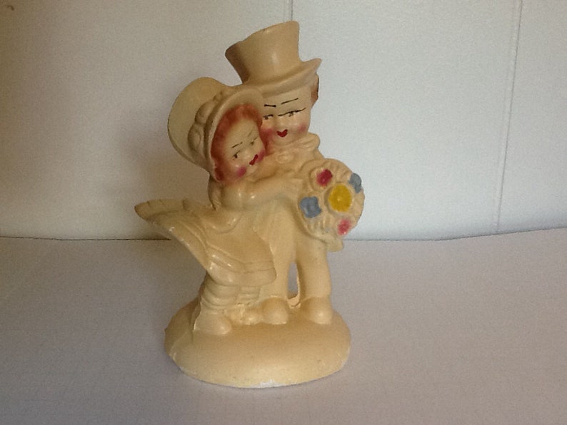 Vintage Chalkware Bride And Groom Figurine Etsy