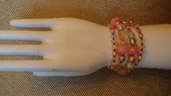 REDUCED! Pretty pink beaded wrap bracelet - image 2