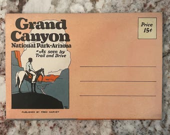 Grand Canyon National Park-Arizona accordian postcard illustrated by Fred Geary