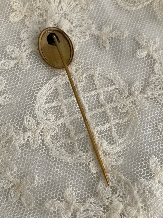 Antique gold plated oval stick pin - image 2
