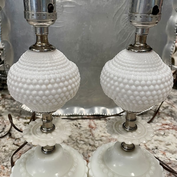 Vintage pair of Leviton Milk Glass lamps