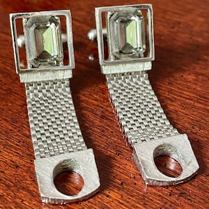 Vintage mesh wrap smoky quartz cufflinks