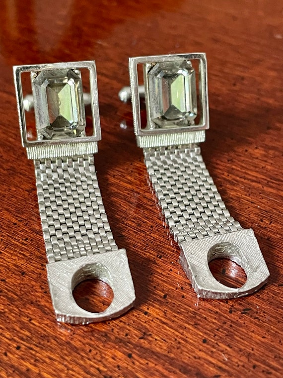 Vintage mesh wrap smoky quartz cufflinks
