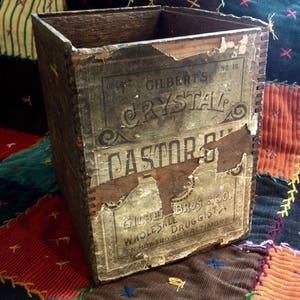 Castor oil wooden box crate pharmacy