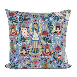 Rifle Paper Co. Alice in Wonderland Blue Pillow