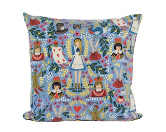 Rifle Paper Co. Alice in Wonderland Blue Pillow