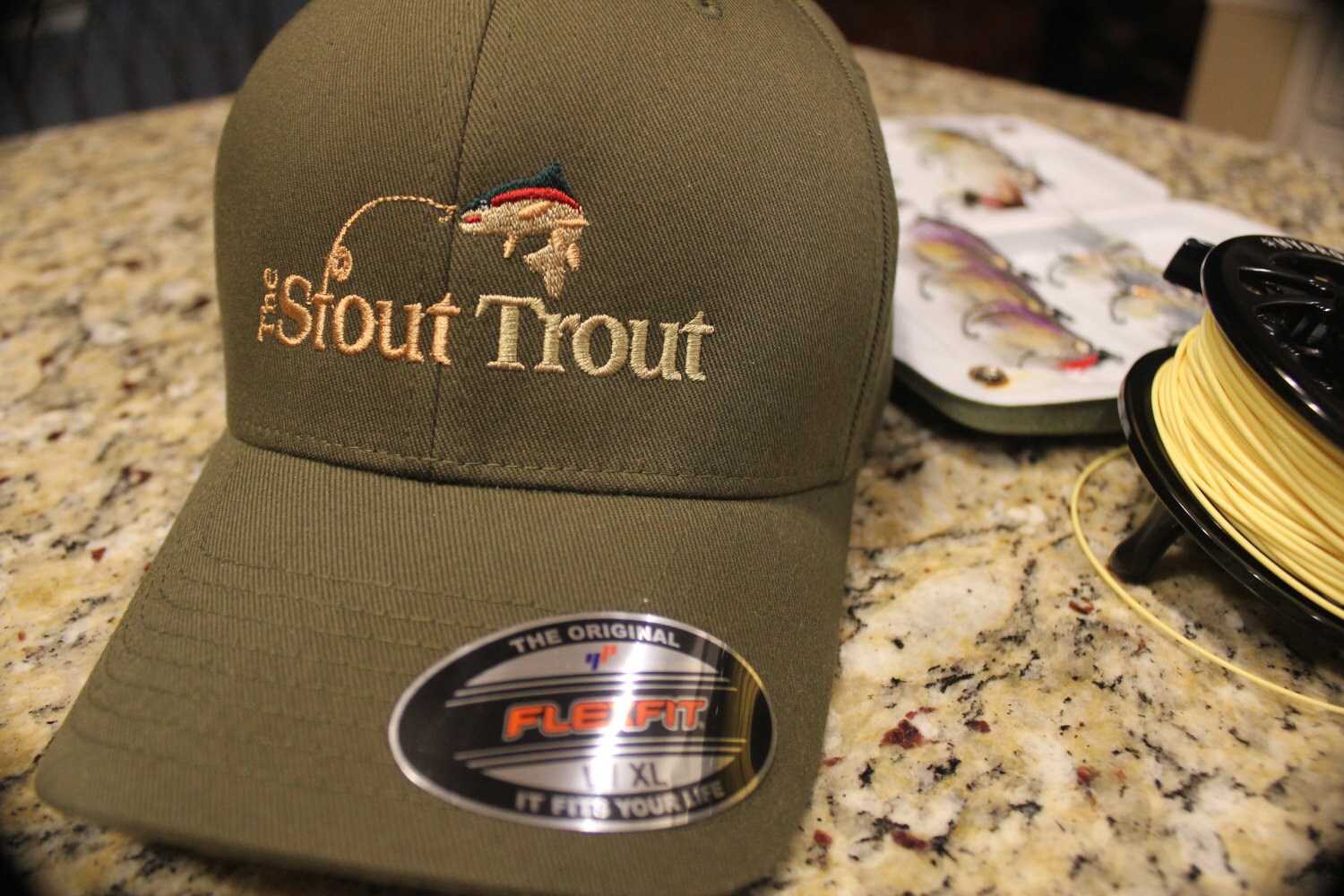 The Stout Trout Flexfit Cap Rainbow Trout Trout Hat Fishing Etsy