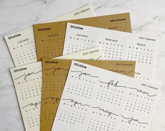 2021 Calendar stickers with tabs planner stickers kraft paper